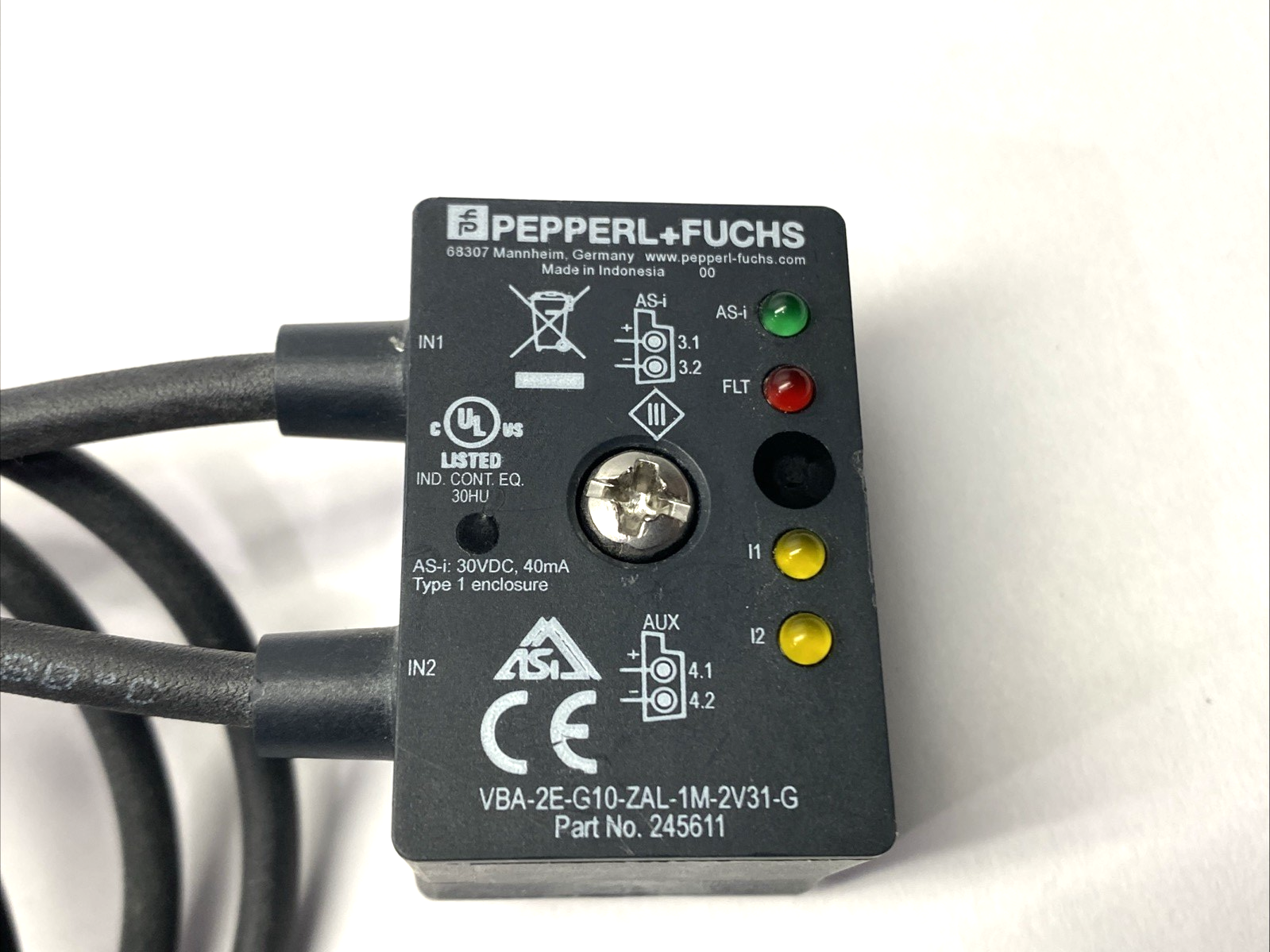 VBA-2E-G10-ZAL-1M-2V31-G AS-Interface, 245611 | Pepperl+Fuchs VBA-2E-G10-ZAL-1M-2V31-G AS-Interface, 245611 - For parts or not working - Maverick Industrial Sales
