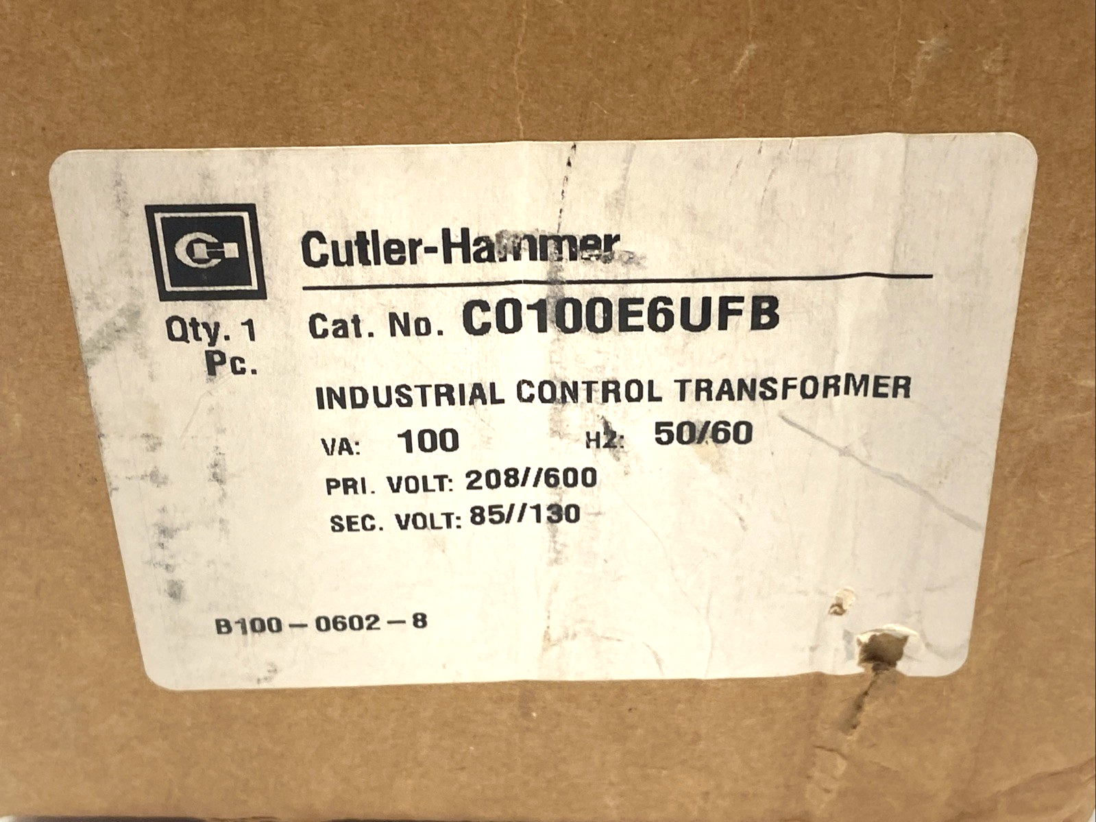 Cutler-Hammer C0100E6UFB Industrial Control Transformer 100VA 50/60Hz - Maverick Industrial Sales