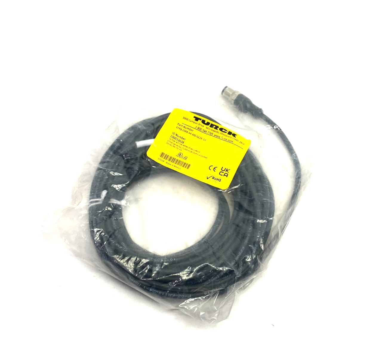 Turck EKRB-ESRB-A4.400-GC2K-10 Double Ended Cordset M12 4-Pin M to F 100033628 - Maverick Industrial Sales
