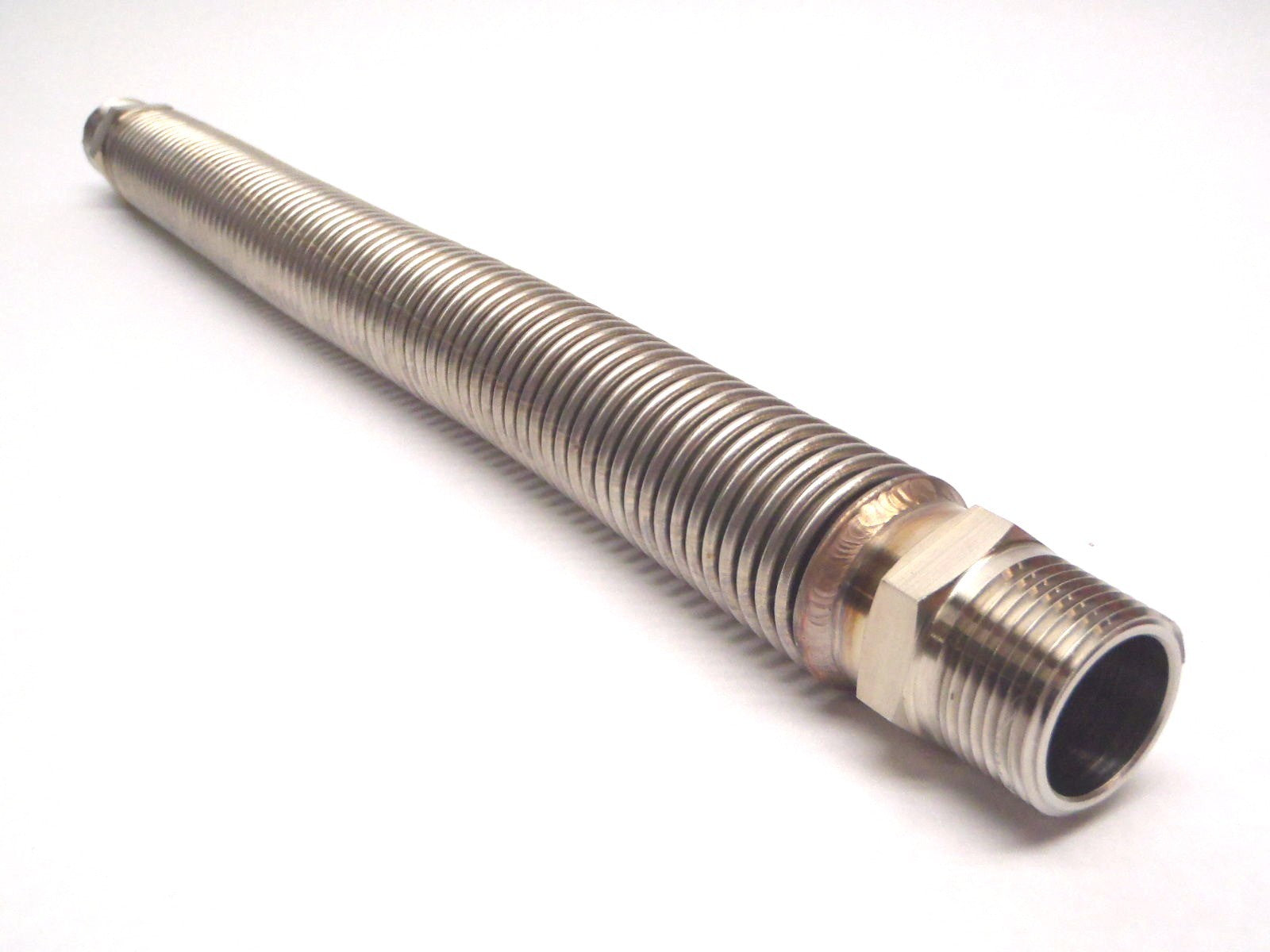 22" OAL 1" Inch ID Convoluted Stainless Steel Tubing 1-5/16"-12 Threaded Ends - Maverick Industrial Sales