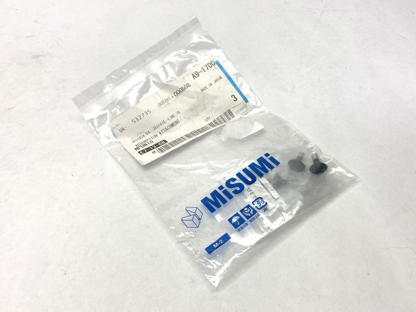 NPUN10 | Misumi Vacuum Adapter Conductive Rubber Suction 10mm I.D. LOT OF 3 - New - Maverick Industrial Sales