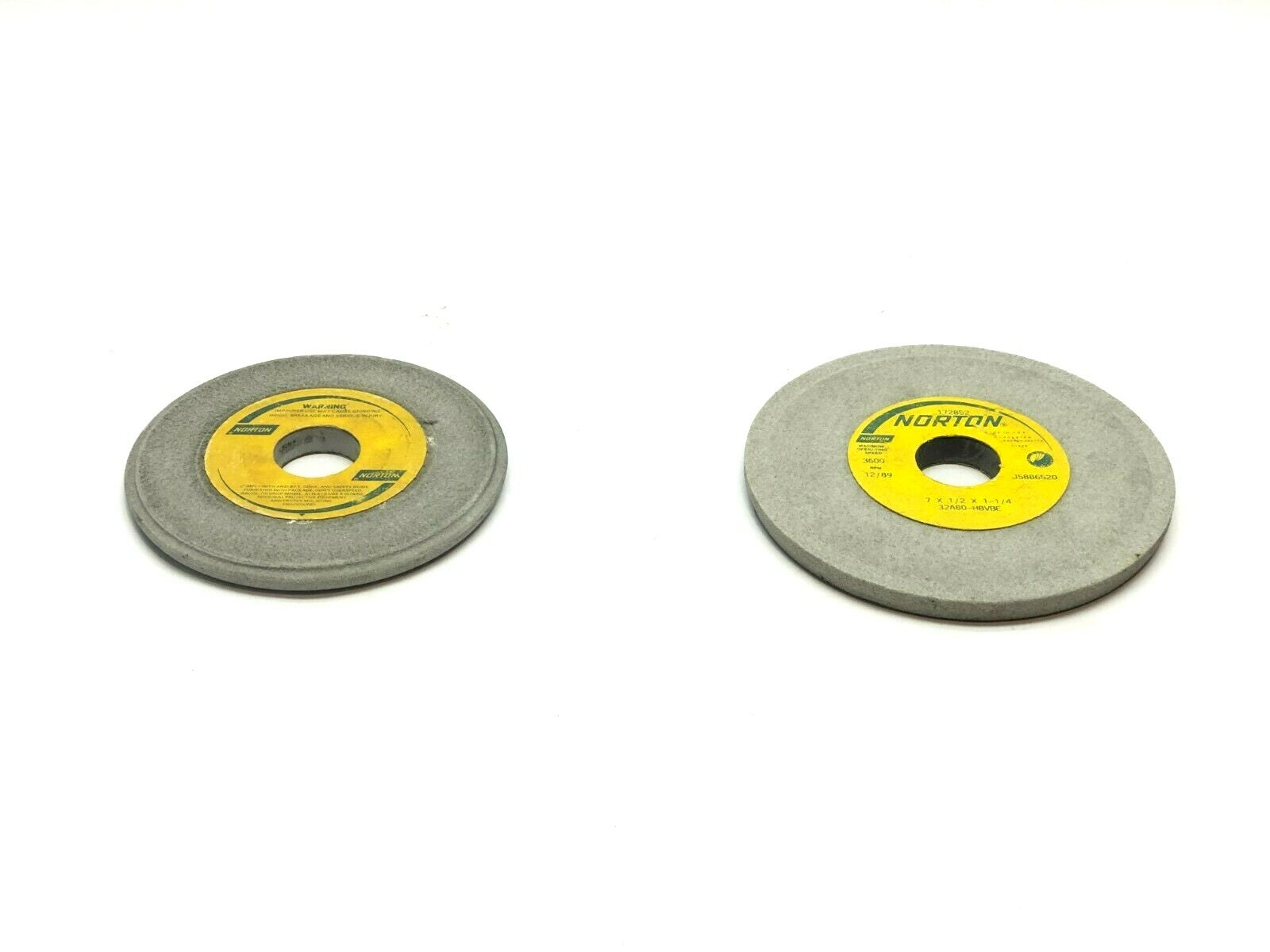 Norton 32A80-H8VBE Grinding Wheels 1-1/4" Bore 3600 RPM LOT OF 2 - Used - Maverick Industrial Sales