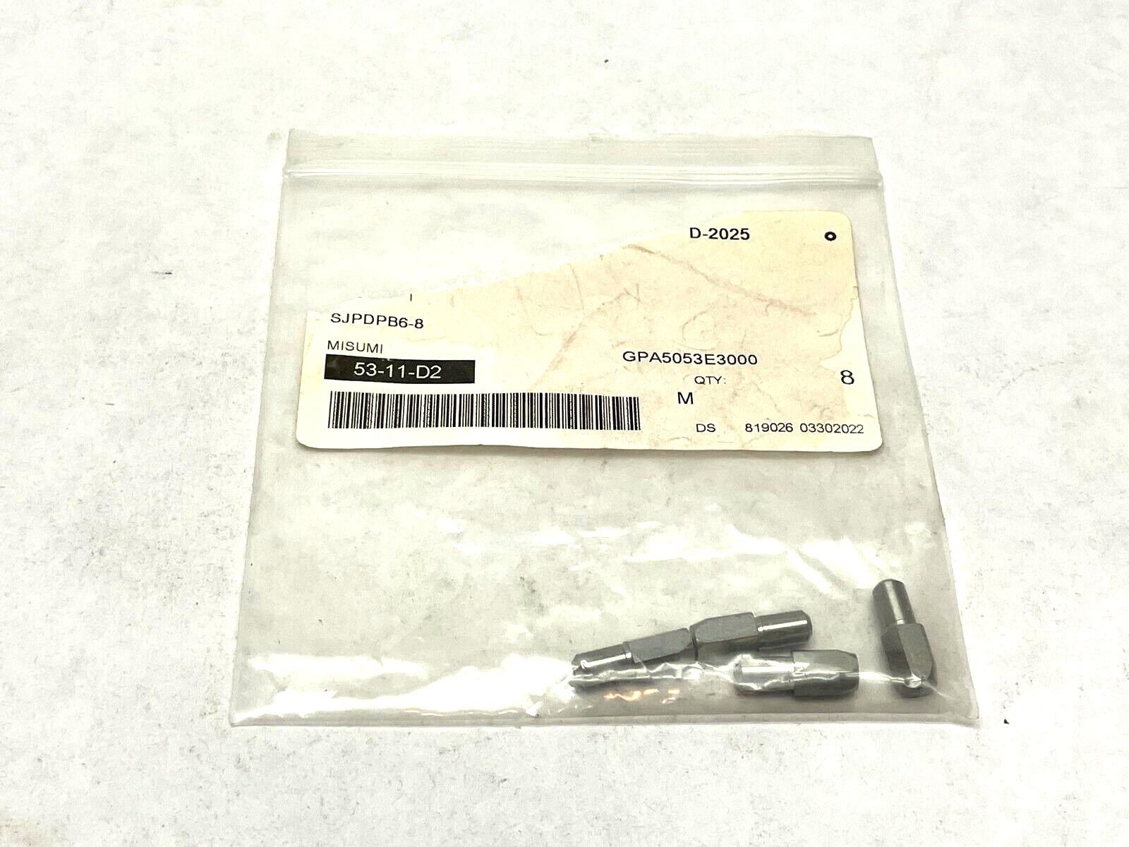 MiSUMi SJPDPB6-8 Large Head Locating Pin LOT OF 4 - New - Maverick Industrial Sales