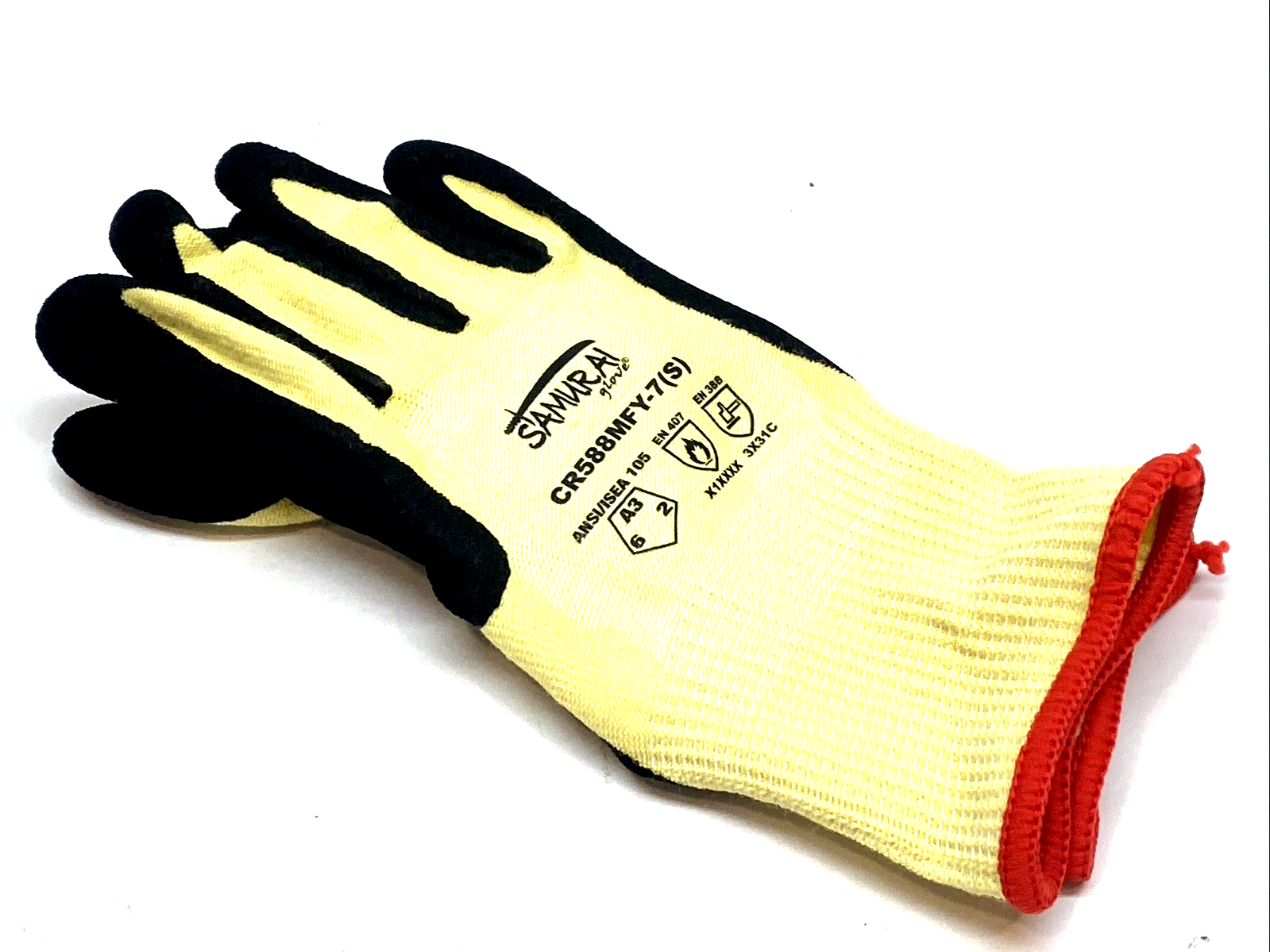 Samurai CR588MFY-7 Cut Resistant Work Gloves Size Small Level 5 Safety - New - Maverick Industrial Sales