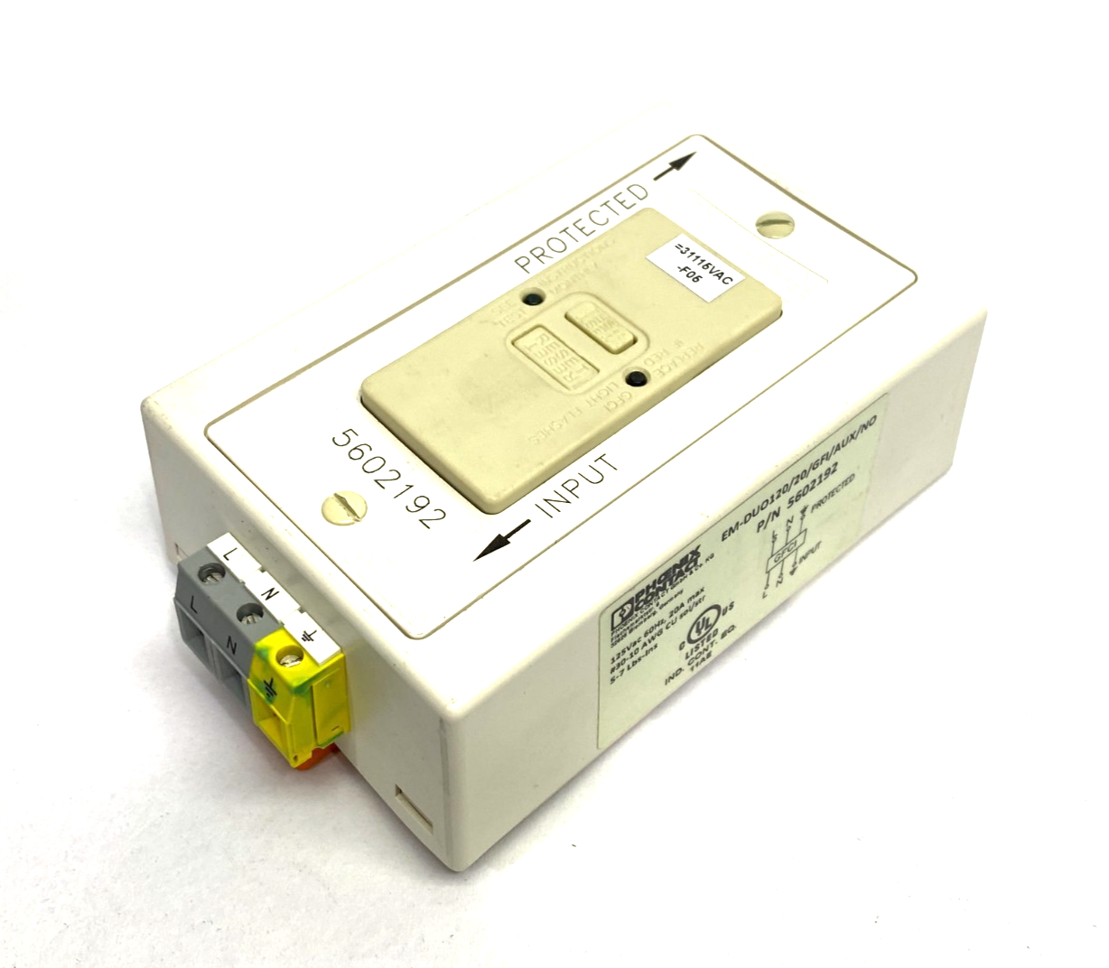 Phoenix Contact EM-DUO120/20/GFI/AUX/NO Socket Receptacle 5602192 - Used - Maverick Industrial Sales