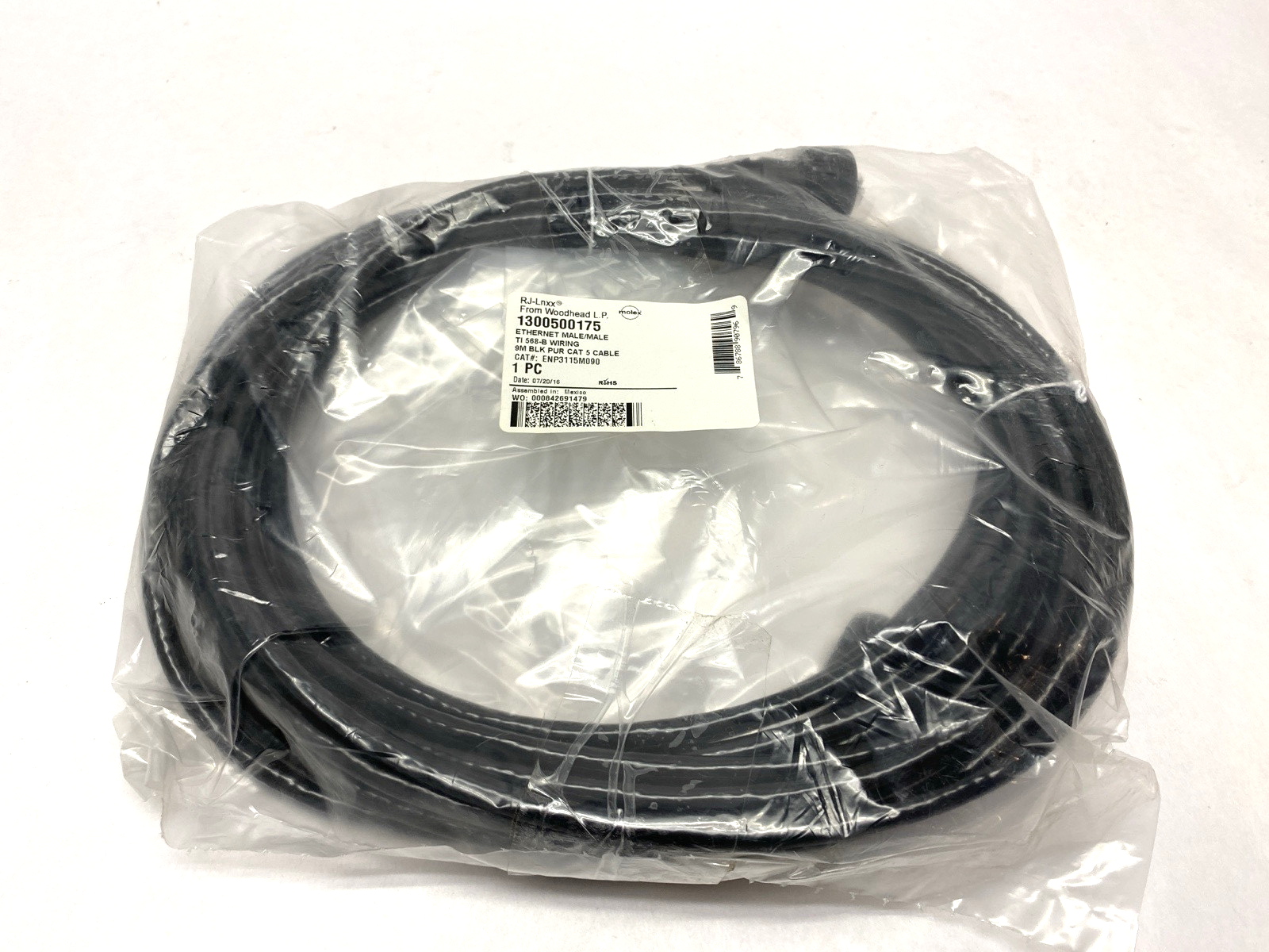 RJ-Lnxx Woodhead 1300500175 Ethernet M/M Cat 5 Cable - New - Maverick Industrial Sales