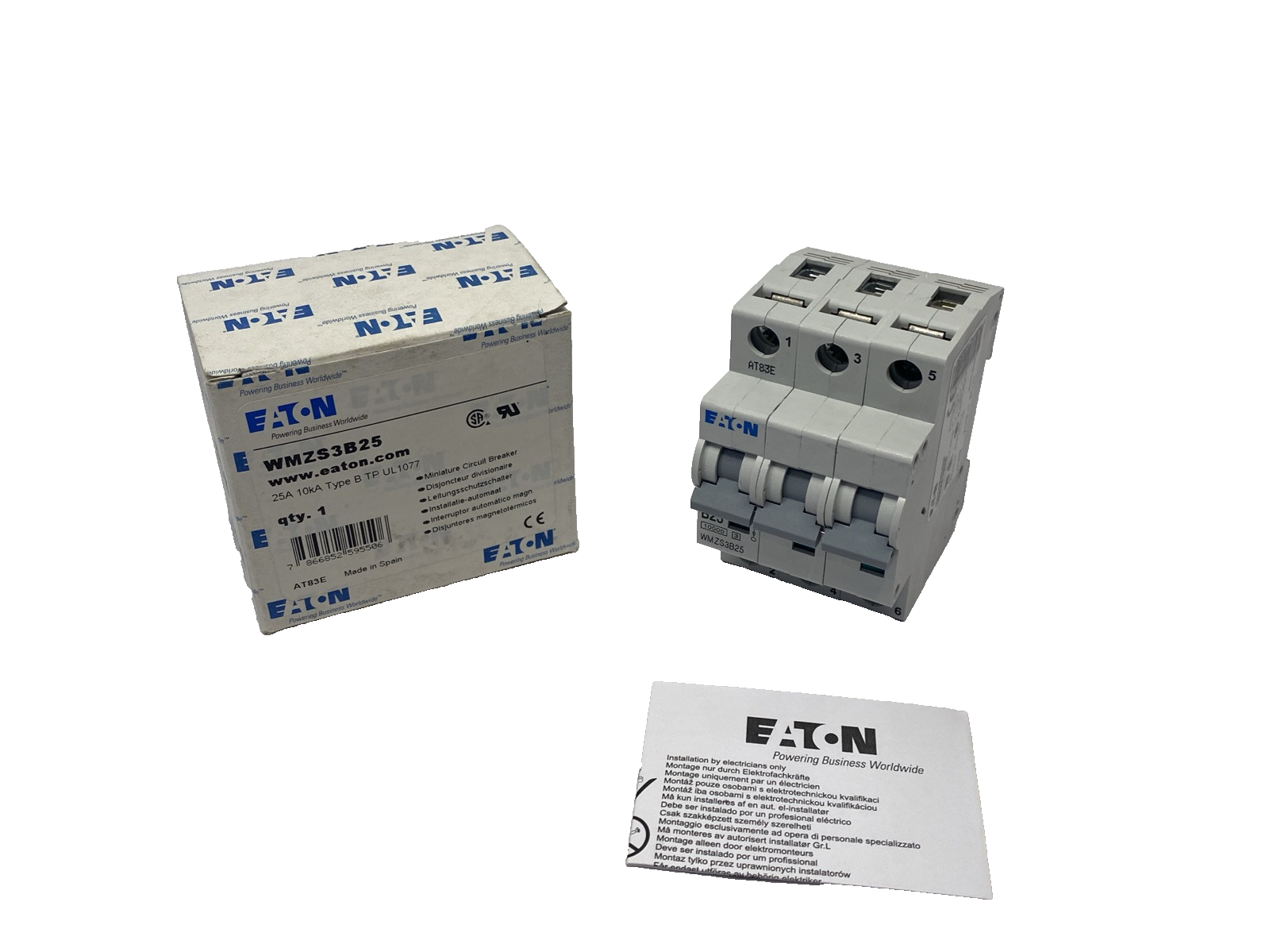 Eaton WMZS3B25 Supplementary Protector Circuit Breaker 3P 25A B-Curve - Maverick Industrial Sales