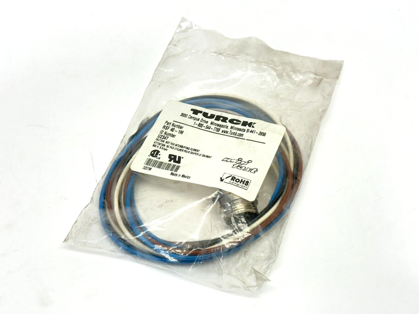 RSF 40-1M,U2347 | Turck RSF 40-1M Minifast Receptacle Male 7/8"-16 UN 4P 1m U2347 - New - Maverick Industrial Sales