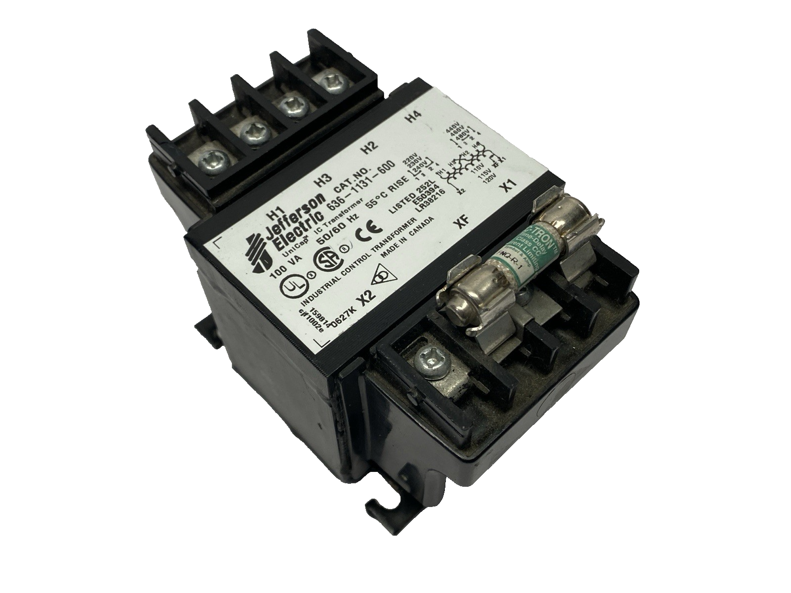 636-1131-600 | Jefferson Electric UniCap IC Transformer 100VA 50/60Hz - Used - Maverick Industrial Sales