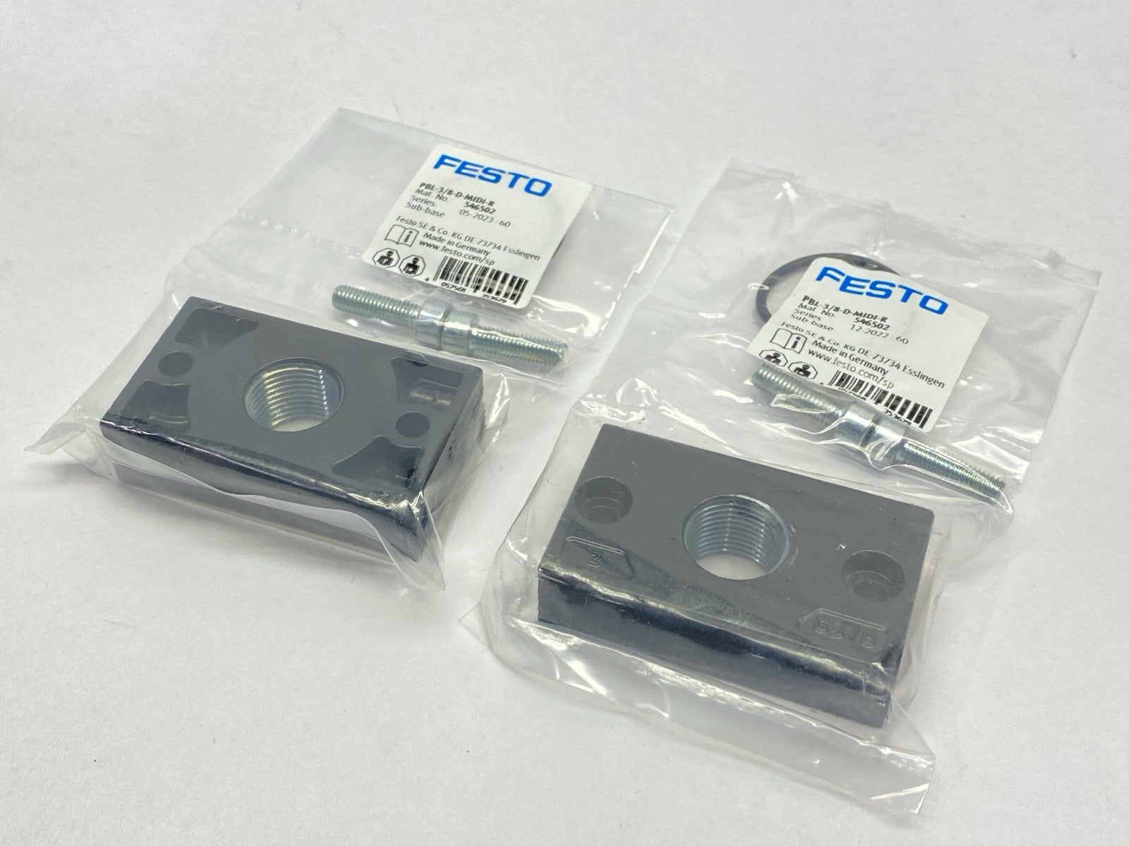 Festo PBL-3/8-D-MIDI-R Sub Base 546502 LOT OF 2 - Maverick Industrial Sales