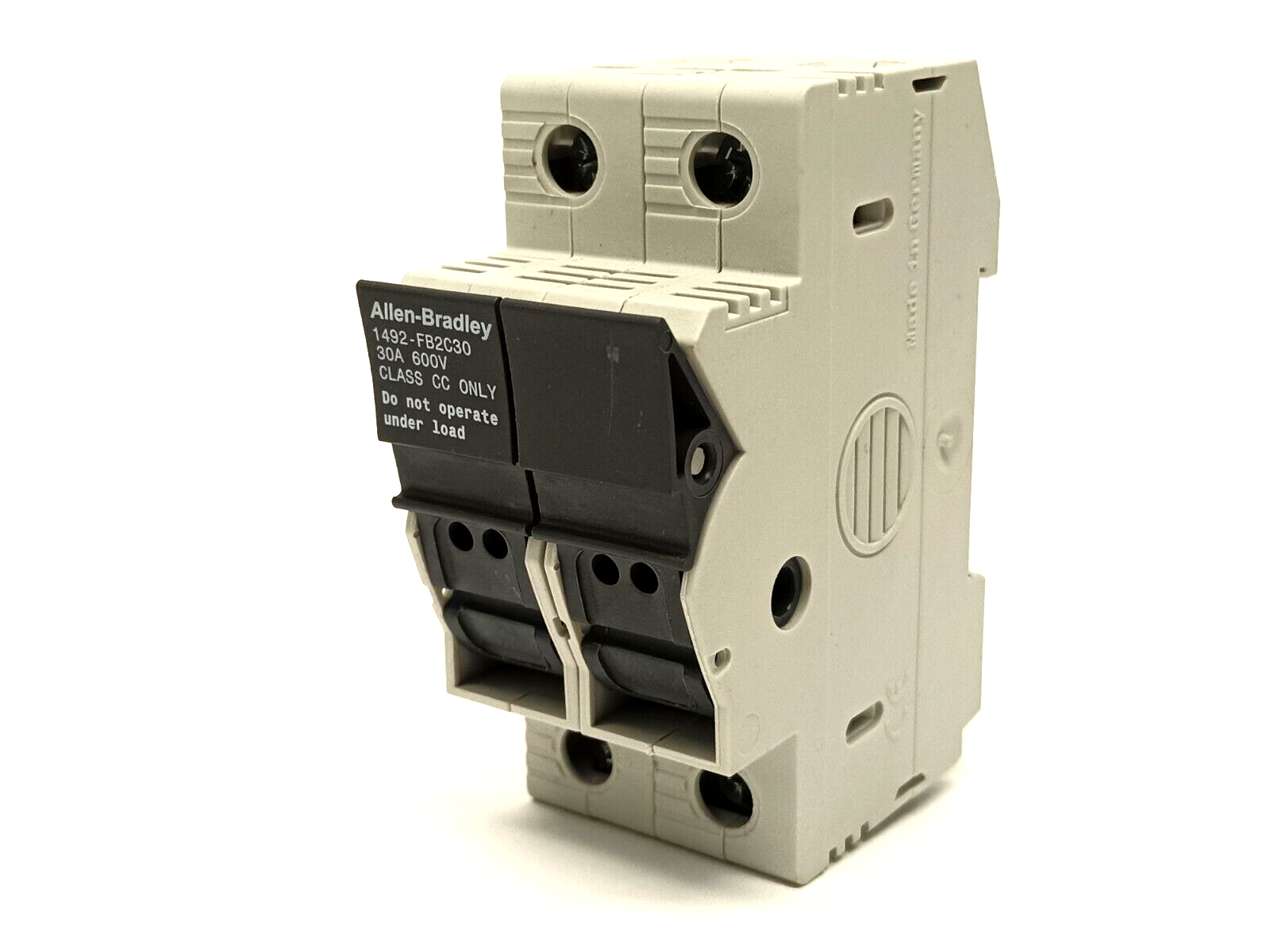 1942-FB2C30 | Allen Bradley Ser B Fuse Holder 30A, 2 Pole, w/ LP-CC-10 Fuses - Used - Maverick Industrial Sales