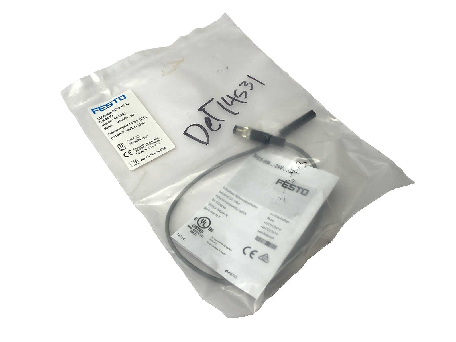 Festo SIES-8M-PO-24V-K-0,3-M8D Proximity Switch 551392 - Maverick Industrial Sales