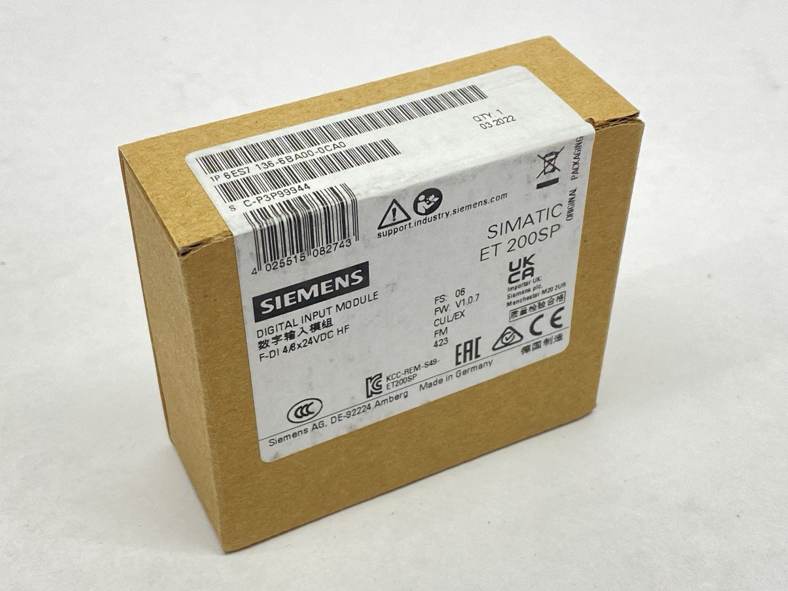 6ES7136-6BA00-0CA0 | Siemens SIMATIC ET 200SP Digital Input Module 24VDC - New - Maverick Industrial Sales