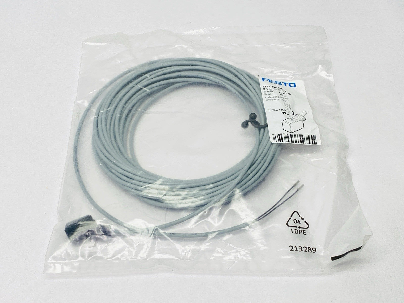 Festo NEBV-Z4WA2L-R-E-10-N-LE2-S1 Connecting Cable 10m 8047678 - Maverick Industrial Sales