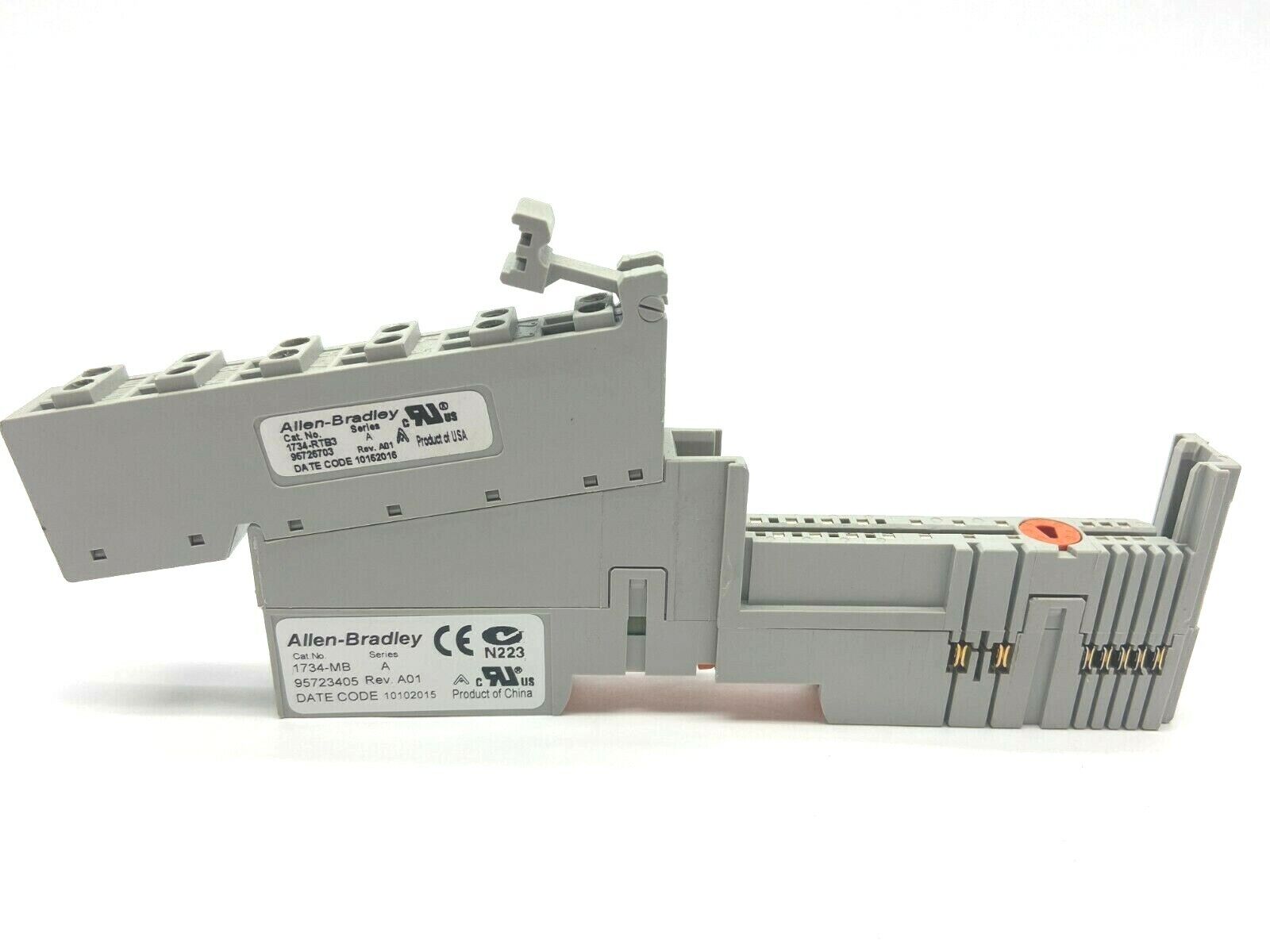 1734-MB,1734-RTB3 | Allen Bradley 1734-MB Ser A I/O Mounting Base w/ 1734-RTB3 Terminal Block - Used - Maverick Industrial Sales