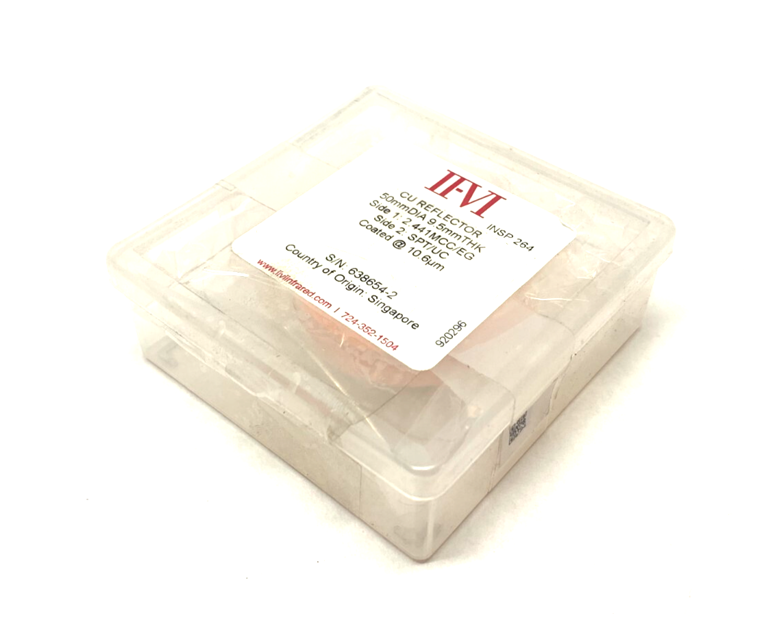 II-VI Infrared 920296 CU Reflector 50mm Dia. 9.5mm Thick 2.441MCC/EG, SPT/UC - New - Maverick Industrial Sales