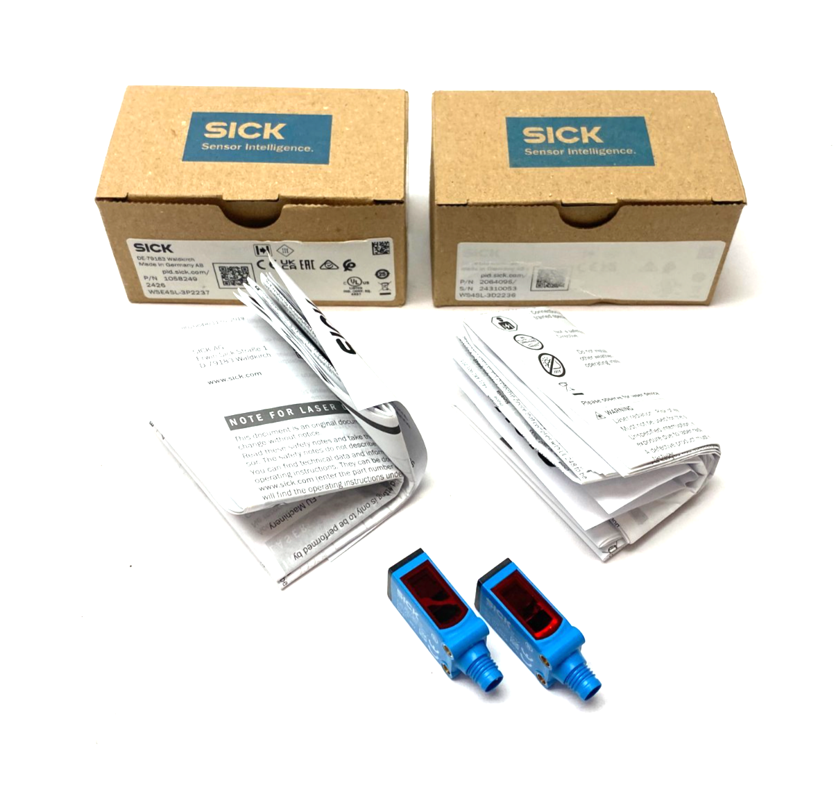 Sick WSE4SL-3P2237 Through-Beam Photoelectric Sensor Set Tra. & Rec. 1058249 - New – Open box - Maverick Industrial Sales