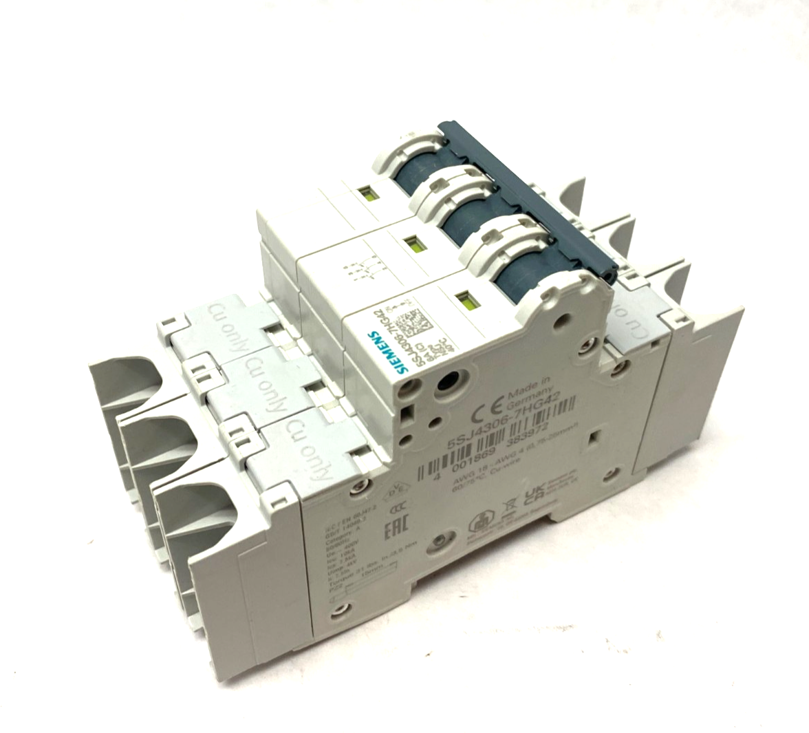 Siemens 5SJ4306-7HG42 Miniature Circuit Breaker 3-Pole 6A Type NSJ - Maverick Industrial Sales