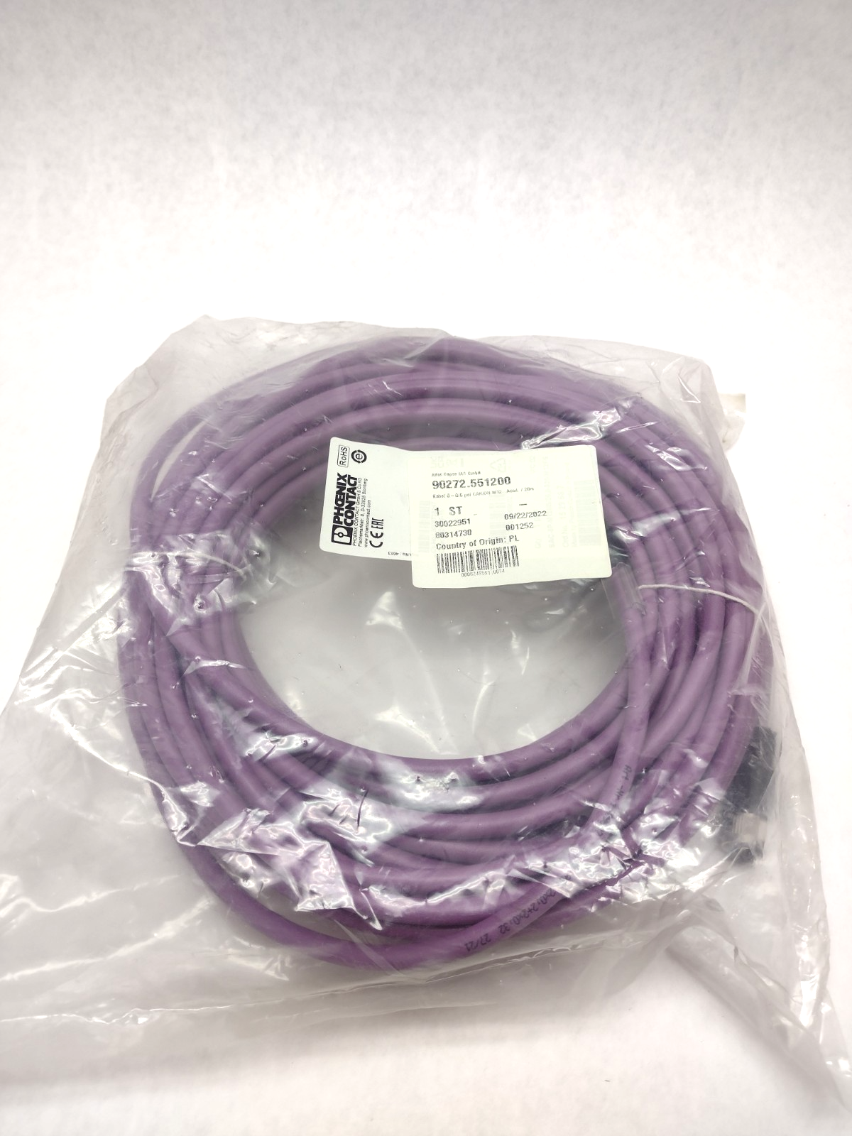 Atlas Copco 90272.551200 Kabel Phoenix Contact SAC-5P-M12MS/20,0-920/M12FS - New - Maverick Industrial Sales