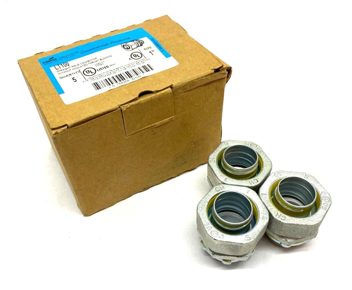 Cooper Crouse Hinds LT100 Straight Male Connector w/o Throat Bushing BOX OF 3 - Maverick Industrial Sales