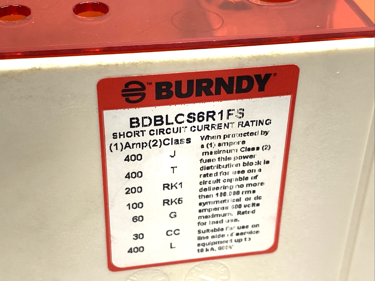 BDBLCS6R1FS | Burndy 1-Pole Finger-Safe Power Distribution Block 600V 760A - New Other - Maverick Industrial Sales