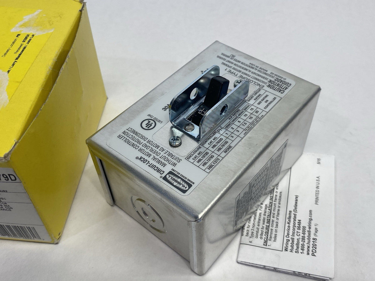 HBL1379D | Hubbell Manual Motor Disconnect/Controller, 30A 600V 3-Pole - New – Open box - Maverick Industrial Sales