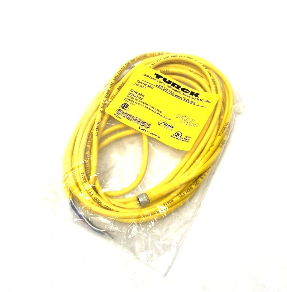 Turck PKG 6M-5 Picofast Single End Sensor/Actuator Connection Cable U0987-43 - Maverick Industrial Sales