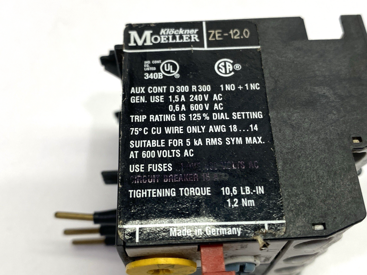 ZE-12 | Moeller Thermal Overload Relay 12A 014752 - Used - Maverick Industrial Sales