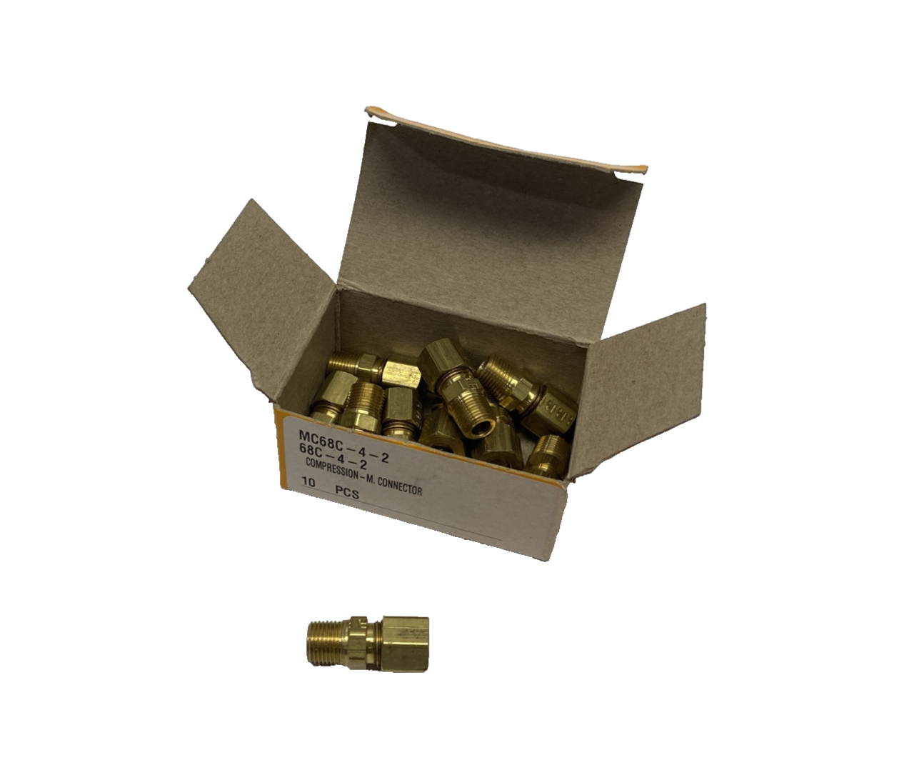 Parker 68C-4-2 Brass Compression Fitting 1/8" Male NPT x 1/4" Compression 10-PK - New - Maverick Industrial Sales
