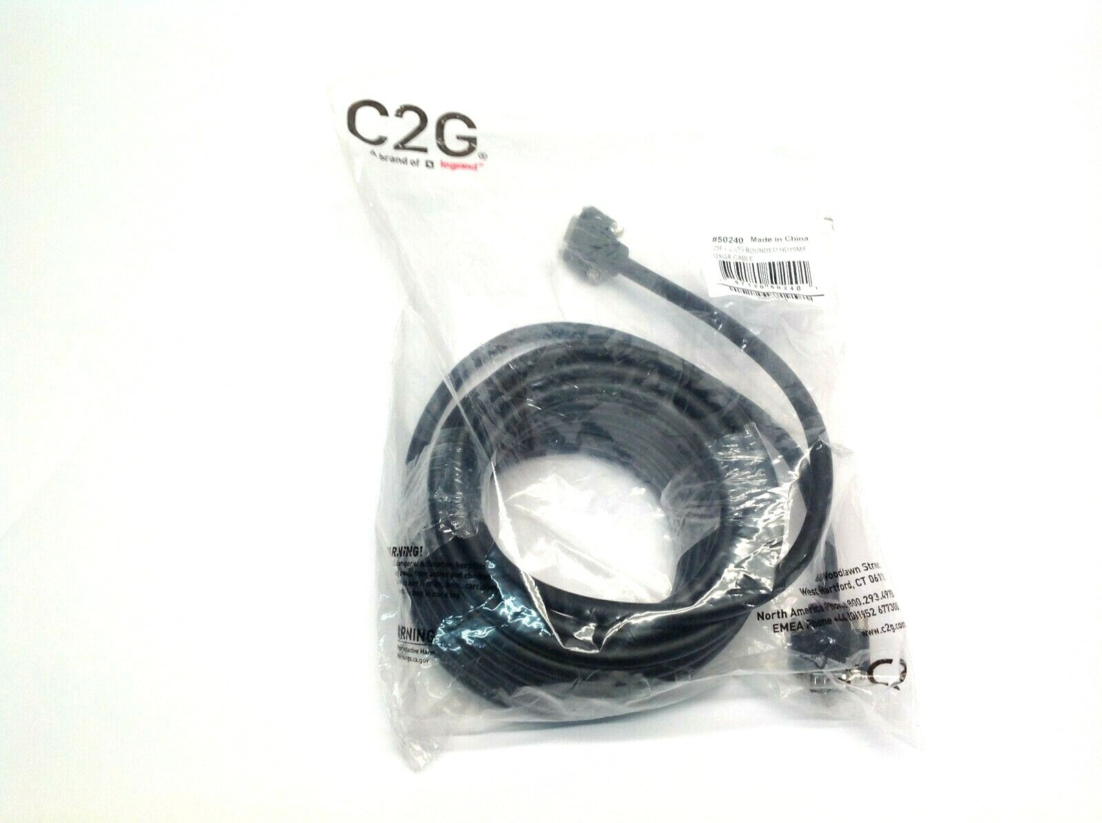 50240 | C2G Legrand 25 FT CMG Rounded HD15M/F QXGA Cable - New – Open box - Maverick Industrial Sales