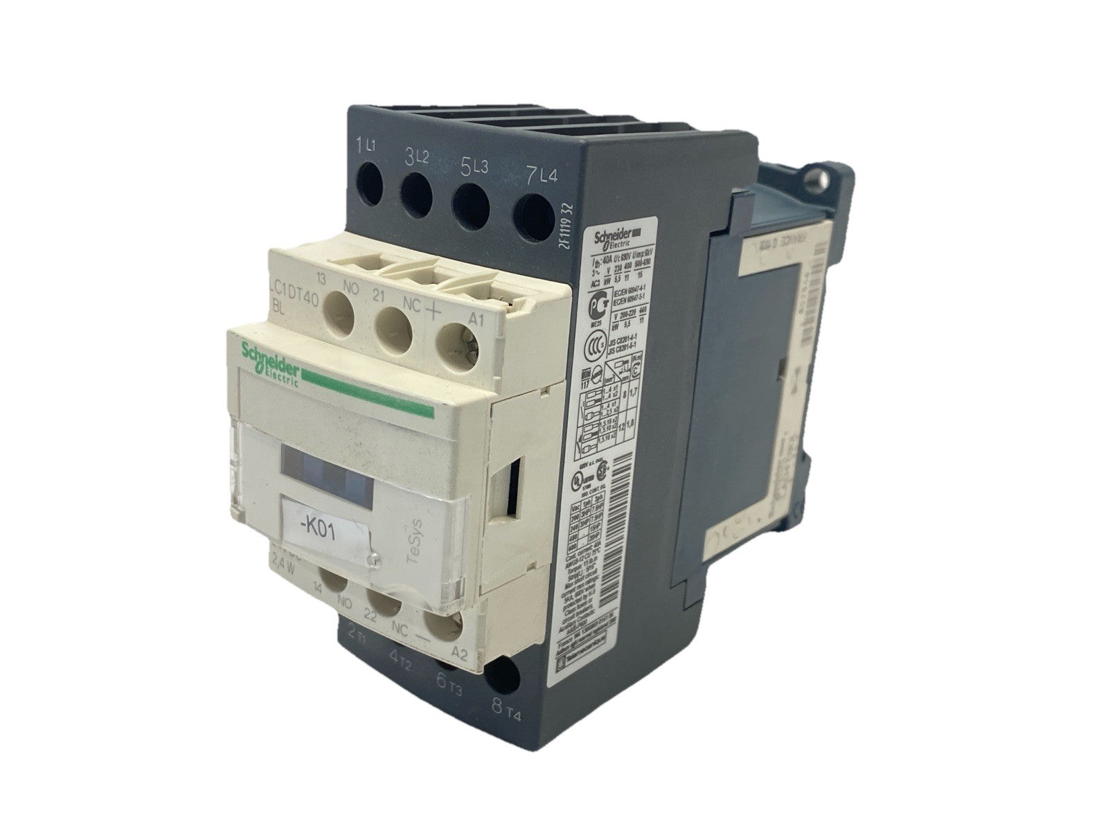 Schneider Electric LC1DT40BL IEC Contactor 4P 40A 24VDC Coil - Maverick Industrial Sales