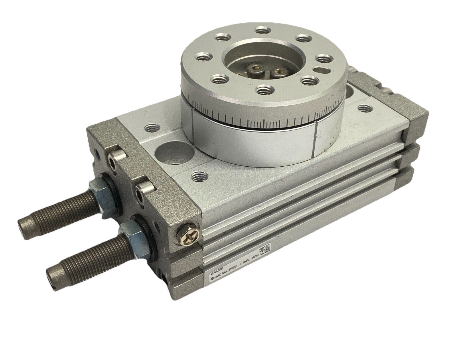 MSQA20R | SMC Pneumatic Rotary Actuator Table 0-190 Degrees - Used - Maverick Industrial Sales