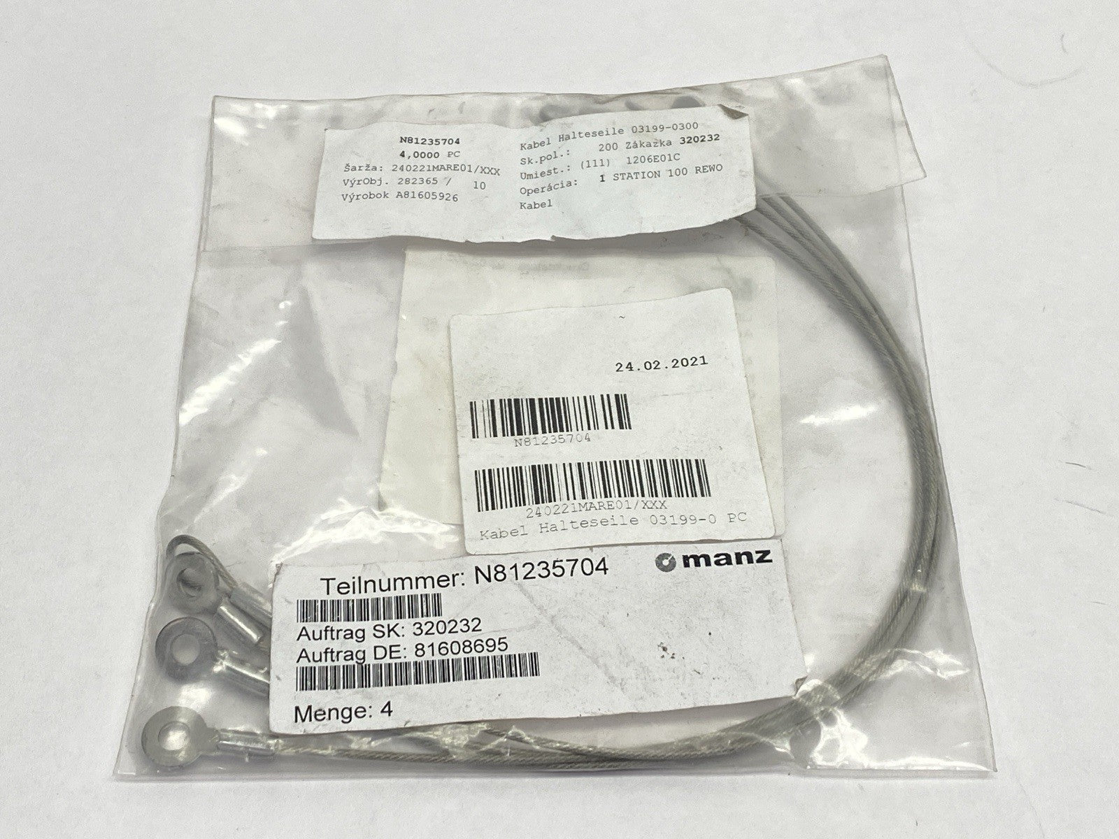 Manz N81235704 Cable Tethers LOT OF 4 - New - Maverick Industrial Sales