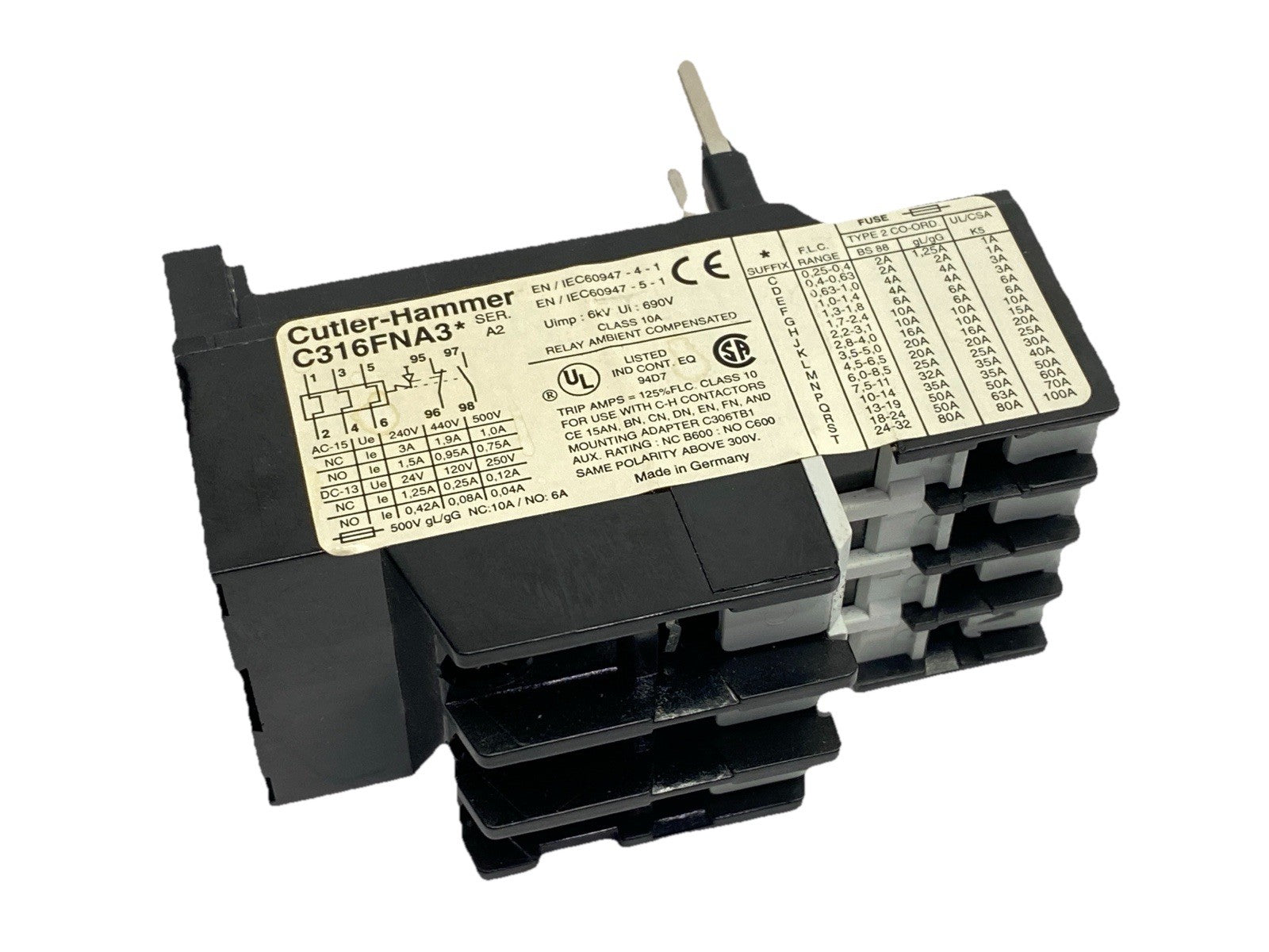 C316FNA3J | Cutler Hammer Ser A2 Thermal Overload Relay 2.2-3.1A 690V - Used - Maverick Industrial Sales