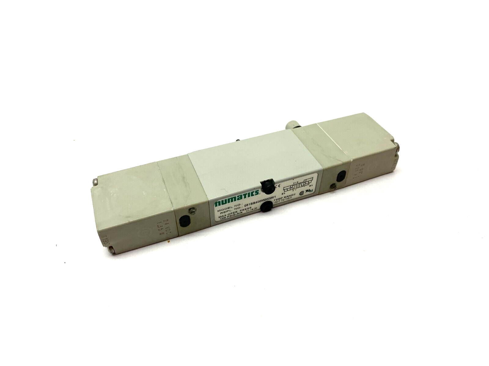 Numatics 051BB400M000061 Pneumatic Solenoid Valve 2-Pos 4-Way 24VDC 120psig - Used - Maverick Industrial Sales