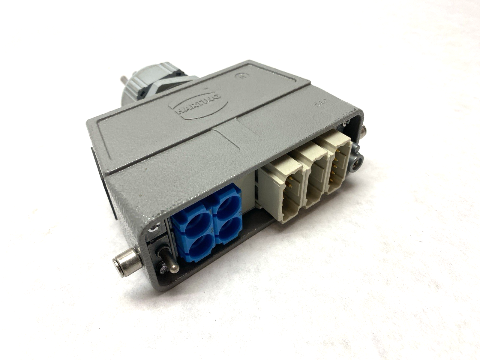 19300240448 | Harting Hood Connector Assembly w/ 3x 09140123001 & 2x 09140024501 - Used - Maverick Industrial Sales
