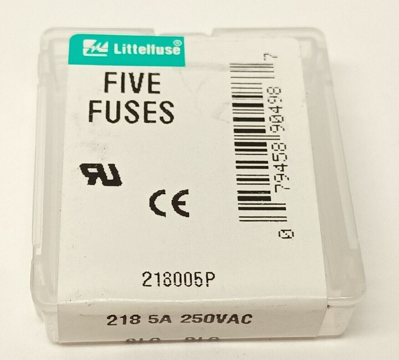 218005P | Littelfuse Slo-Blo Fuse 5A 250VAC PKG OF 5 - New - Maverick Industrial Sales