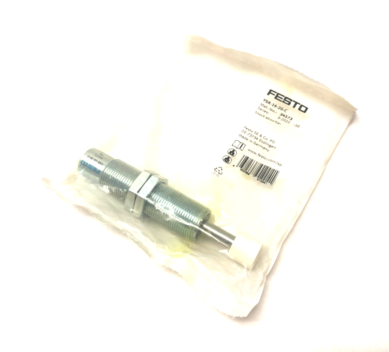 Festo YSR-16-20-C Self-Adjusting Shock Absorber Size 16 20mm Stroke 34573 - Maverick Industrial Sales