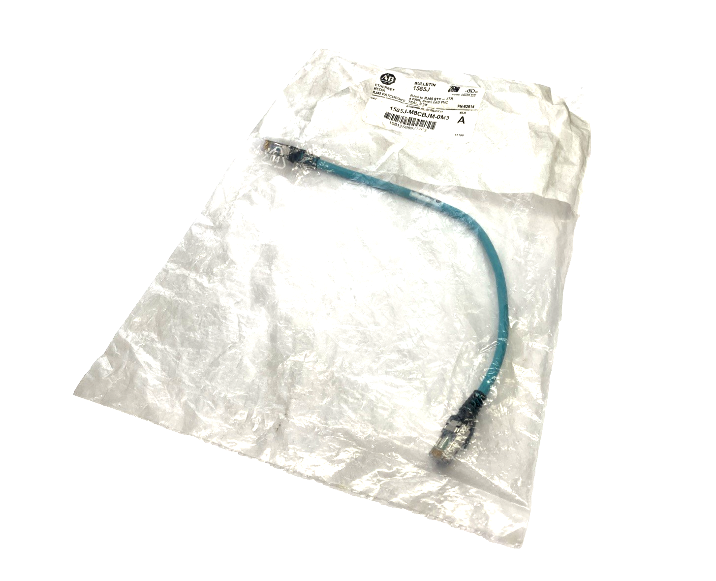 1585J-M8CBJM-0M3 | Allen Bradley Ser. A RJ45 Ethernet Media Cordset 0.3m - New - Maverick Industrial Sales