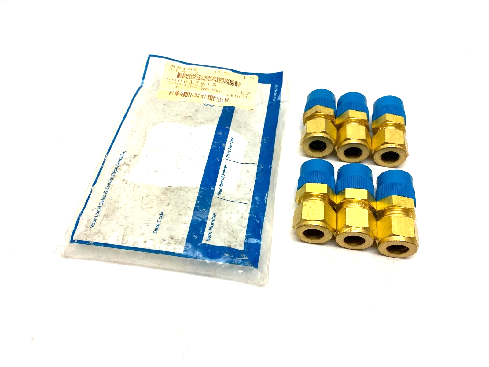 Swagelok B-12M0-1-8 Brass Compression Tube Fitting 12mm Tube, 1/2" NPT PKG OF 6 - Maverick Industrial Sales