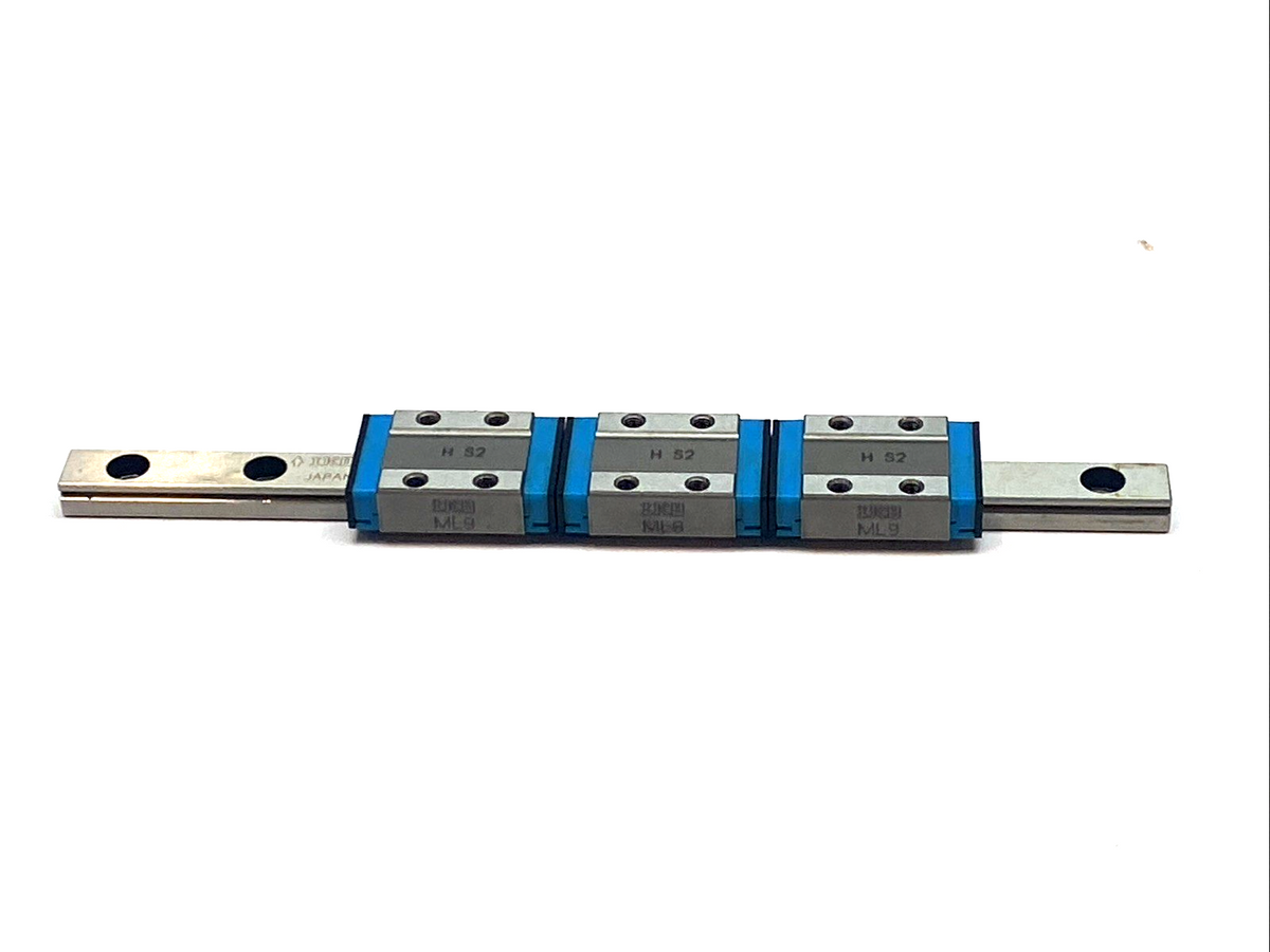 LWL9B | IKO Miniature Linear Guide Rail 158mmx9mm w/3 Carriage Blocks- Used - Maverick Industrial Sales