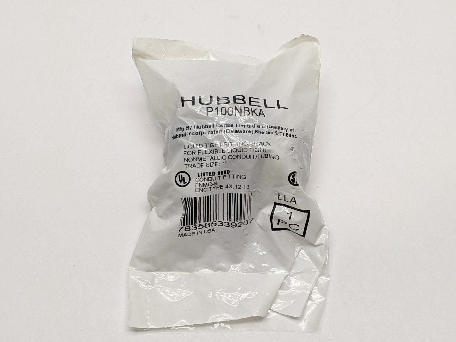 Hubbell P100NBKA PolyTuff Straight Male Liquid Tight Connector 1" Non-Metallic - Maverick Industrial Sales