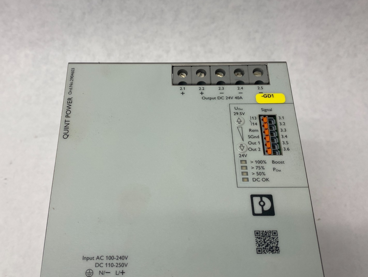 QUINT4-PS/1AC/24DC/40,2904603 | Phoenix Contact QUINT4-PS/1AC/24DC/40 Primary Switched Power Supply 2904603 - Used - Maverick Industrial Sales