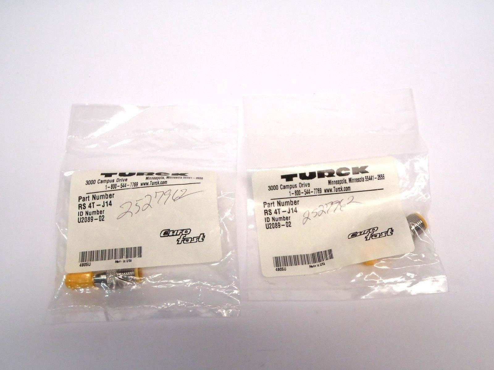 RS 4T-J14 | Turck Connector 4 Pin U2089-02 LOT OF 2 - New Other - Maverick Industrial Sales