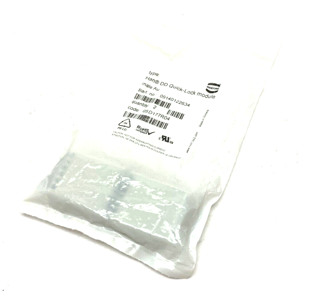 Harting 09140122634 Han DD Heavy Duty Quick-Lock Module Plug PKG OF 2 - New - Maverick Industrial Sales
