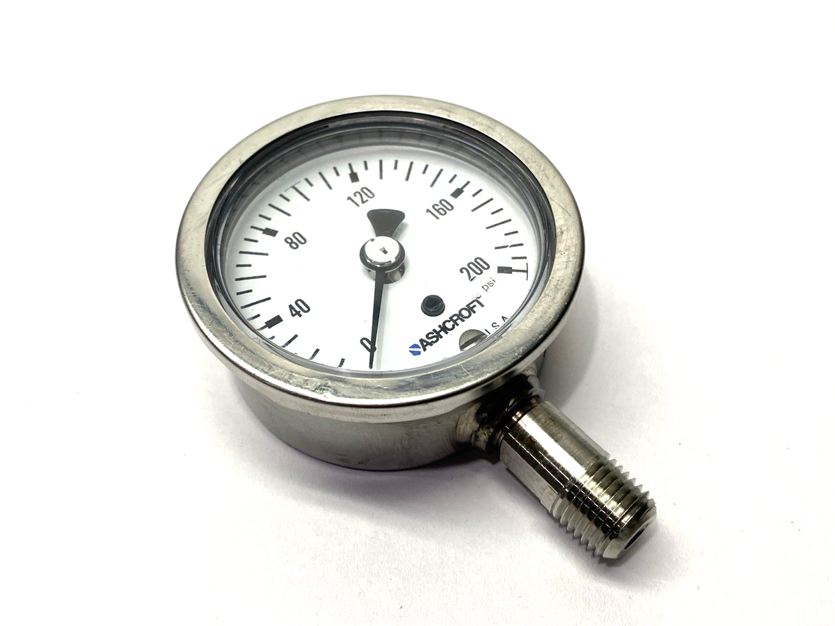 Ashcroft 1008 Pressure Gauge 0-200PSI, 9/16" Male Thread - Maverick Industrial Sales