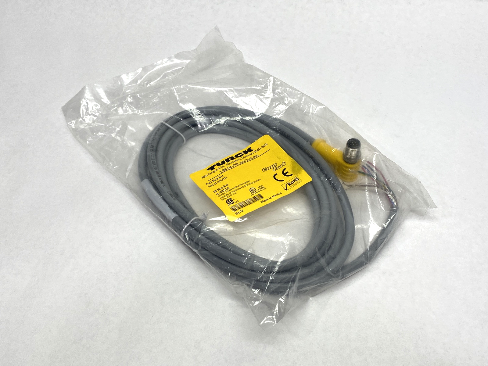 Turck WSS 8T-3/S3321 EuroFast Single-Ended M12 Female Cordset U-99516 - Maverick Industrial Sales
