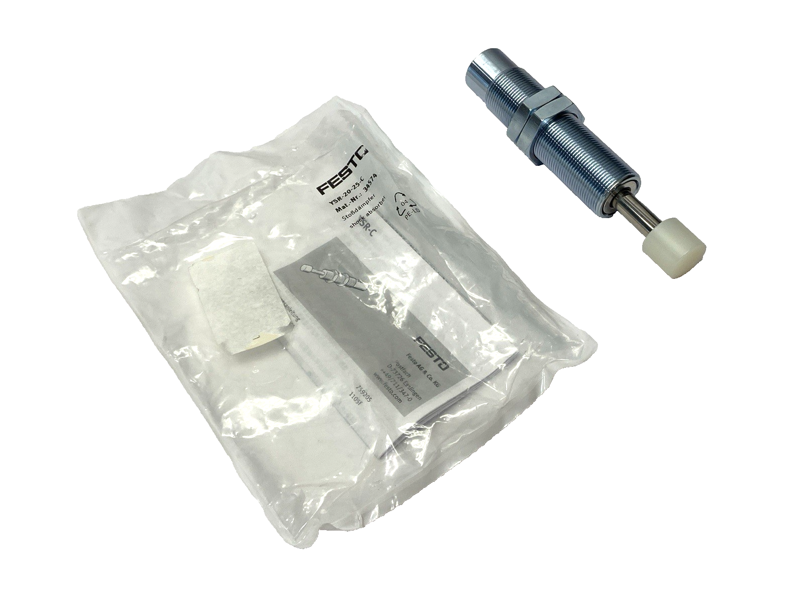 Festo YSR-20-25-C Pneumatic Shock Absorber 25mm Stroke 34574 - Maverick Industrial Sales