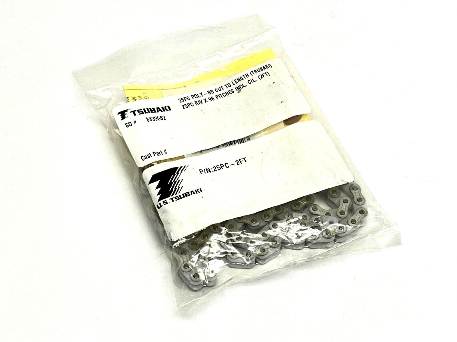 Tsubaki 25PC-2FT 25(PC) Poly-SS Chain 98 PIT INCL C/L - New - Maverick Industrial Sales