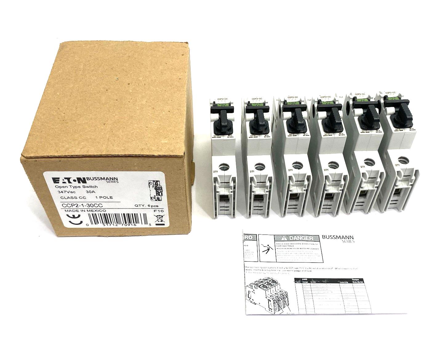 CCP2-1-30CC | Eaton Bussmann Fusible Disconnect Open Type 30A 1-Pole BOX OF 6 - New Other - Maverick Industrial Sales